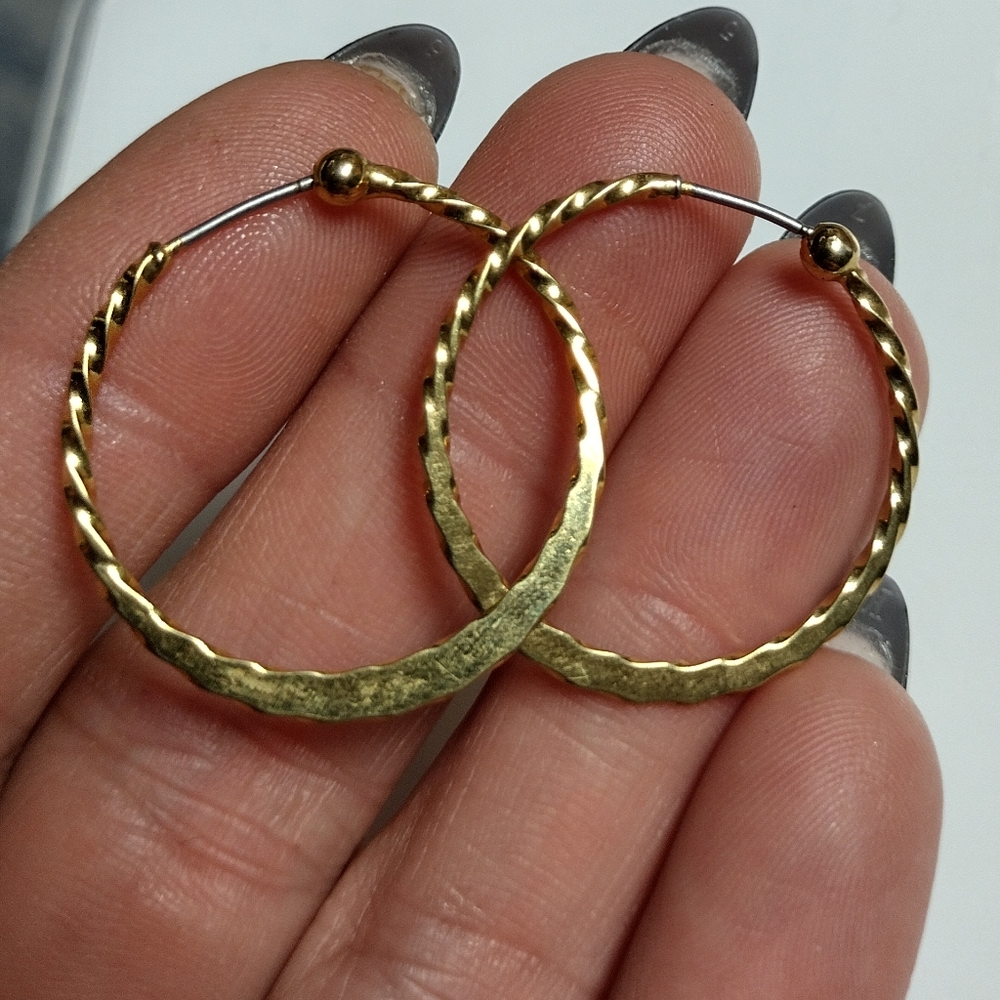 14kt gold plated twisted hoop earrings